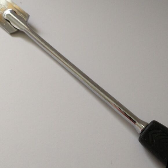 Vintage FOLEY Meat Fork Chrome Plated Carving Serving Black Handle USA Retro - Picture 10 of 16